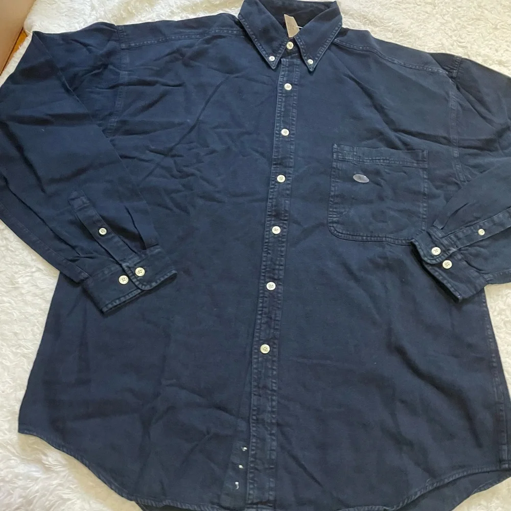 Men's Navy Blue Button-Down Shirt - Picture 9 of 13